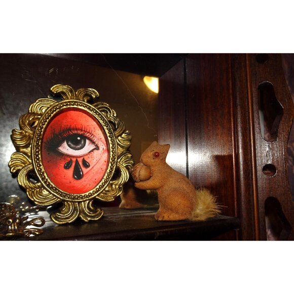 Vintage Wagner Flocked Squirrel Figurine w/ Acorn Germany antique kitsch figure - Picture 8 of 11